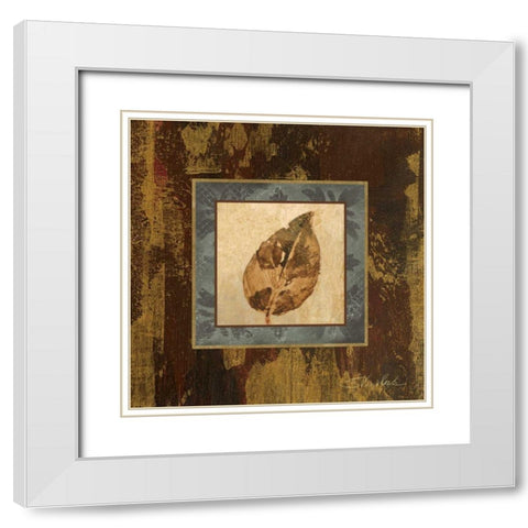 Autumn Leaf Square III White Modern Wood Framed Art Print with Double Matting by Vassileva, Silvia