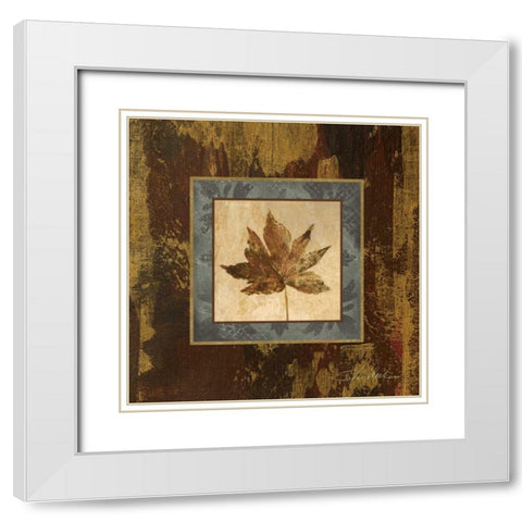 Autumn Leaf Square IV White Modern Wood Framed Art Print with Double Matting by Vassileva, Silvia