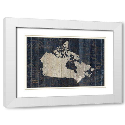 Old World Map Blue Canada White Modern Wood Framed Art Print with Double Matting by Wild Apple Portfolio