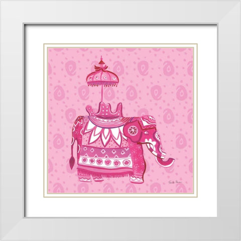 Jeweled Elephant III White Modern Wood Framed Art Print with Double Matting by Zaman, Farida