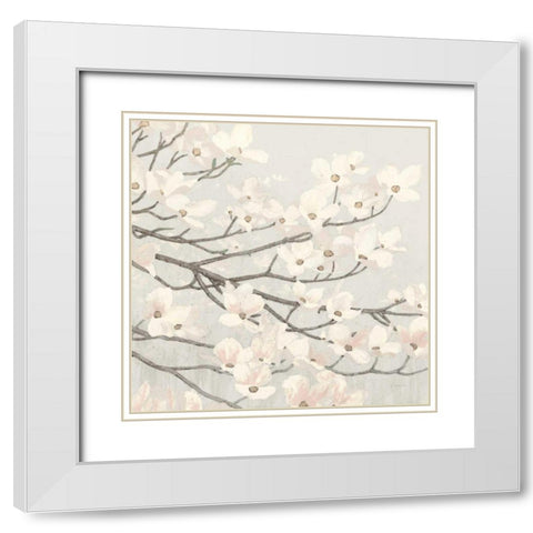 Dogwood Blossoms II Gray White Modern Wood Framed Art Print with Double Matting by Wiens, James
