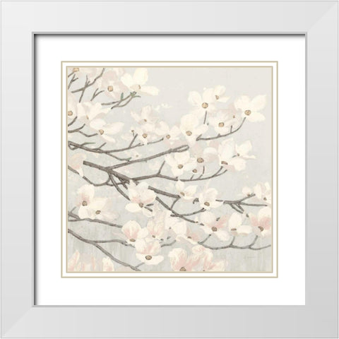 Dogwood Blossoms II Gray White Modern Wood Framed Art Print with Double Matting by Wiens, James