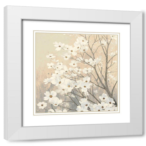 Dogwood Blossoms II Neutral White Modern Wood Framed Art Print with Double Matting by Wiens, James