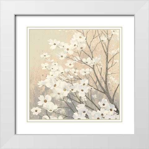 Dogwood Blossoms II Neutral White Modern Wood Framed Art Print with Double Matting by Wiens, James