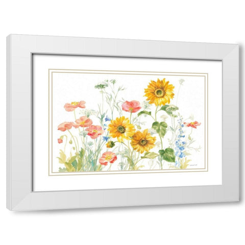 Floursack Florals on White I White Modern Wood Framed Art Print with Double Matting by Nai, Danhui