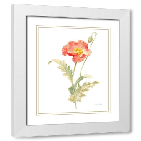 Floursack Florals on White IV White Modern Wood Framed Art Print with Double Matting by Nai, Danhui