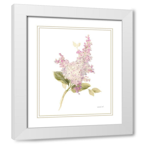Floursack Florals on White VI White Modern Wood Framed Art Print with Double Matting by Nai, Danhui