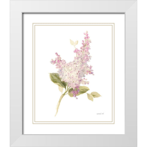 Floursack Florals on White VI White Modern Wood Framed Art Print with Double Matting by Nai, Danhui