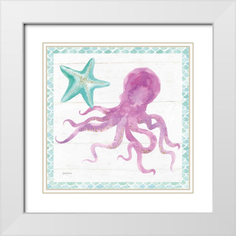 Mermaid Friends V White Modern Wood Framed Art Print with Double Matting by Jackson, Jenaya