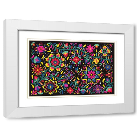 Floral Fiesta I White Modern Wood Framed Art Print with Double Matting by Marshall, Laura