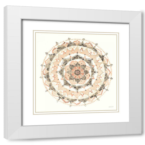 Blush Mandala White Modern Wood Framed Art Print with Double Matting by Nai, Danhui