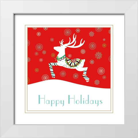 Mod Holiday II White Modern Wood Framed Art Print with Double Matting by Wild Apple Portfolio