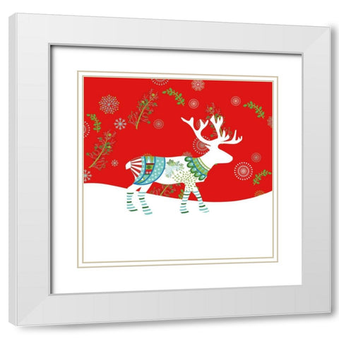 Mod Holiday V White Modern Wood Framed Art Print with Double Matting by Wild Apple Portfolio
