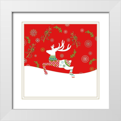 Mod Holiday VI White Modern Wood Framed Art Print with Double Matting by Wild Apple Portfolio