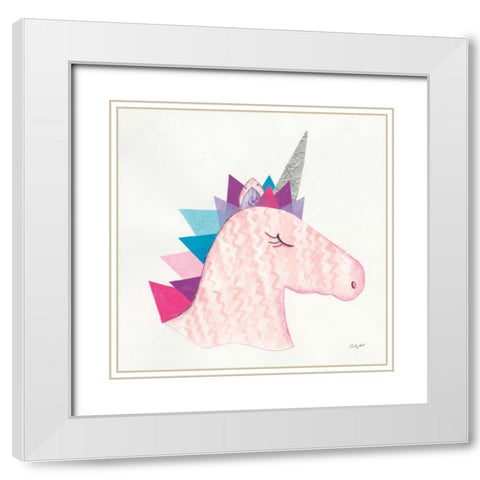 Unicorn Power I White Modern Wood Framed Art Print with Double Matting by Prahl, Courtney