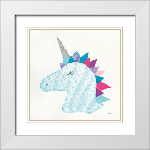 Unicorn Power II White Modern Wood Framed Art Print with Double Matting by Prahl, Courtney