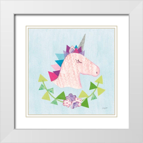 Unicorn Power III White Modern Wood Framed Art Print with Double Matting by Prahl, Courtney