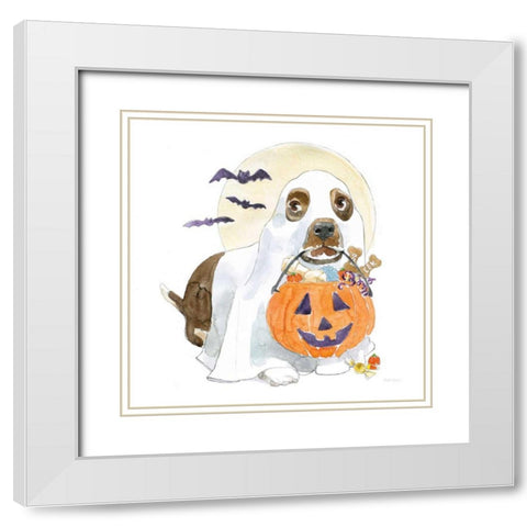 Halloween Pets III White Modern Wood Framed Art Print with Double Matting by Grove, Beth
