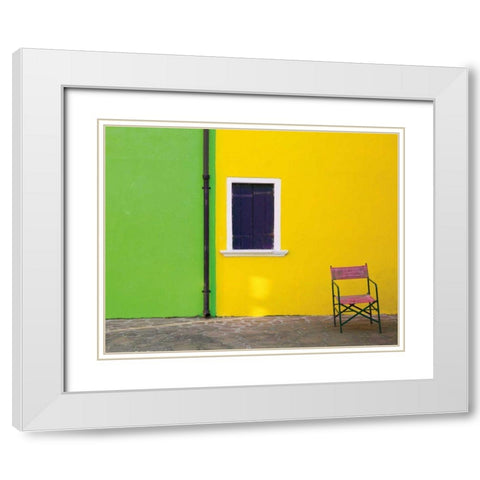 Windows of Burano II White Modern Wood Framed Art Print with Double Matting by Aledanda