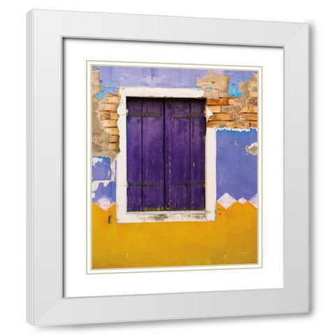 Windows of Burano IV White Modern Wood Framed Art Print with Double Matting by Aledanda