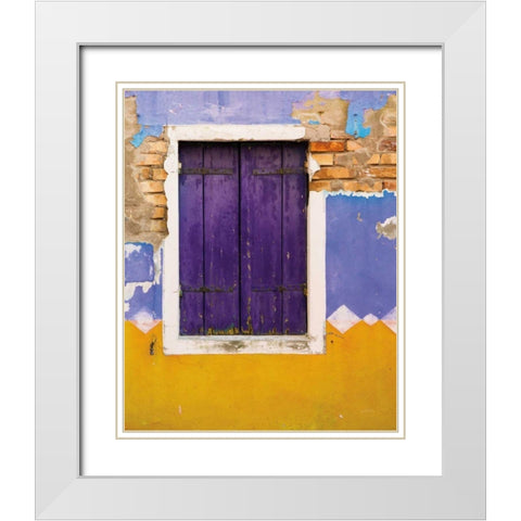 Windows of Burano IV White Modern Wood Framed Art Print with Double Matting by Aledanda