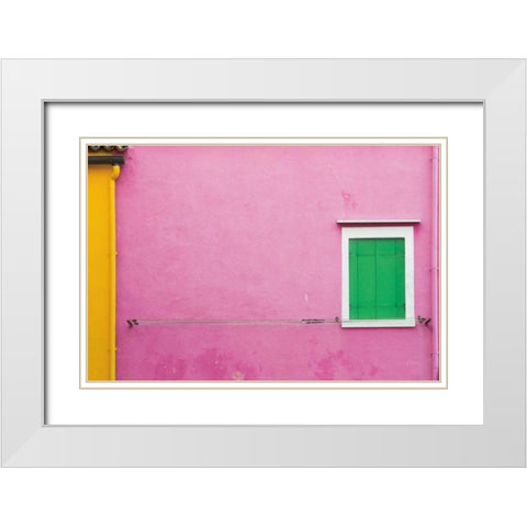 Windows of Burano V White Modern Wood Framed Art Print with Double Matting by Aledanda