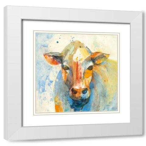 Happy Cows II White Modern Wood Framed Art Print with Double Matting by Hristova, Albena