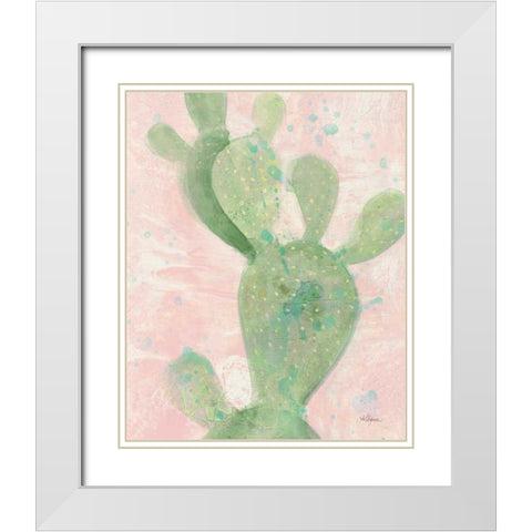 Cactus Panel II White Modern Wood Framed Art Print with Double Matting by Hristova, Albena