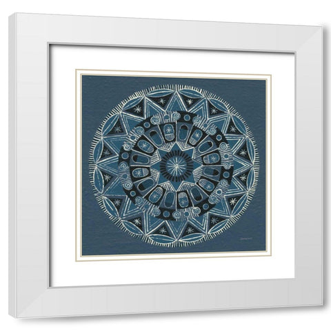 Adire I Cream White Modern Wood Framed Art Print with Double Matting by Lovell, Kathrine