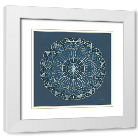 Adire II Cream White Modern Wood Framed Art Print with Double Matting by Lovell, Kathrine