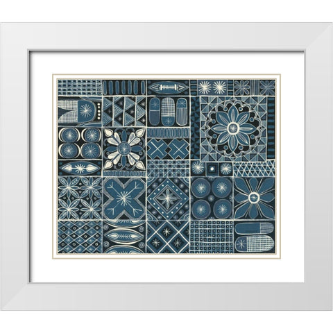 Adire VII Cream White Modern Wood Framed Art Print with Double Matting by Lovell, Kathrine