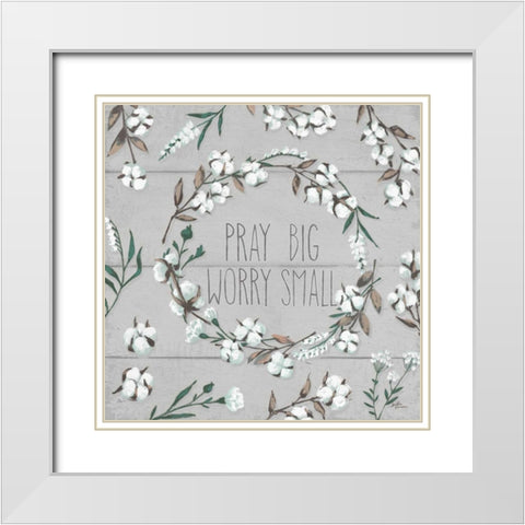 Blessed VI Gray Pray Big Worry Small White Modern Wood Framed Art Print with Double Matting by Penner, Janelle