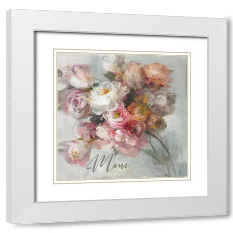 Blush Bouquet Mom White Modern Wood Framed Art Print with Double Matting by Nai, Danhui