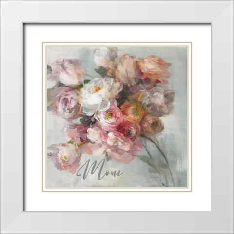 Blush Bouquet Mom White Modern Wood Framed Art Print with Double Matting by Nai, Danhui