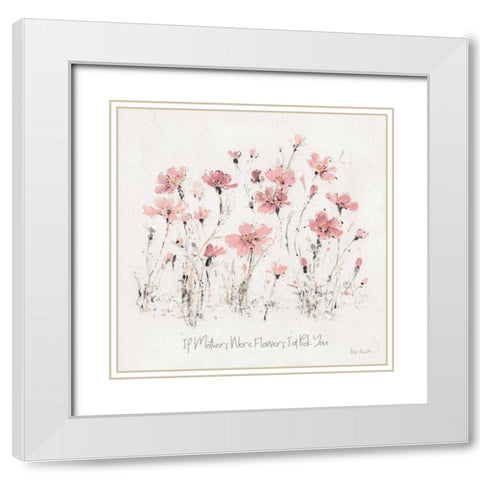 Wildflowers III Pink Mothers White Modern Wood Framed Art Print with Double Matting by Audit, Lisa