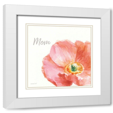 Garden Poppy Flipped on White Crop II Mom White Modern Wood Framed Art Print with Double Matting by Nai, Danhui