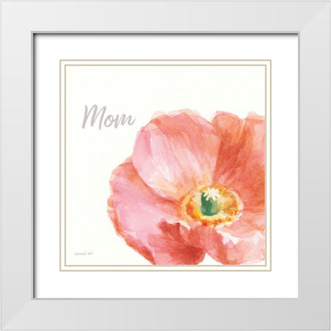 Garden Poppy Flipped on White Crop II Mom White Modern Wood Framed Art Print with Double Matting by Nai, Danhui