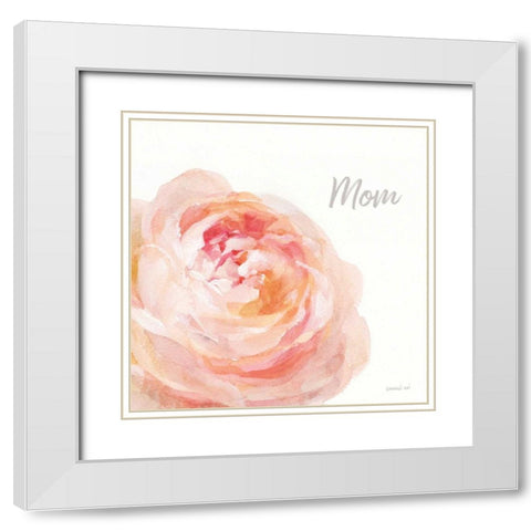 Garden Rose on White Crop II Mom White Modern Wood Framed Art Print with Double Matting by Nai, Danhui
