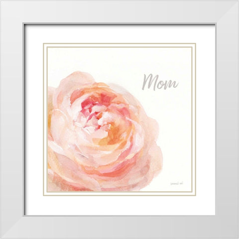 Garden Rose on White Crop II Mom White Modern Wood Framed Art Print with Double Matting by Nai, Danhui