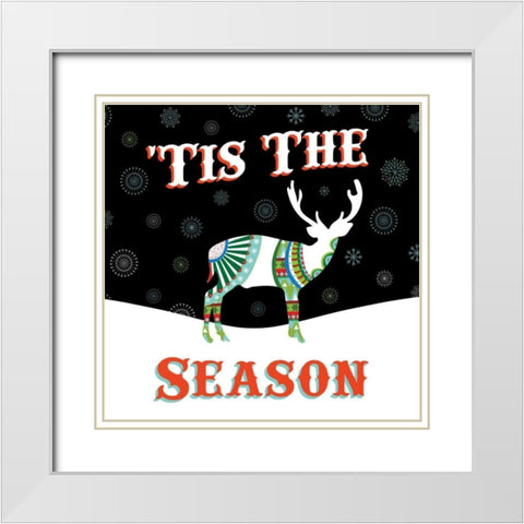 Mod Holiday on Black III White Modern Wood Framed Art Print with Double Matting by Wild Apple Portfolio