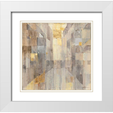 The Gold Square White Modern Wood Framed Art Print with Double Matting by Hristova, Albena