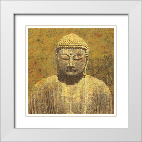 Asian Buddha Crop White Modern Wood Framed Art Print with Double Matting by Wild Apple Portfolio