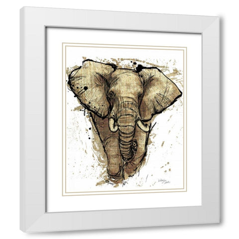 Gold Africa I on White Crop White Modern Wood Framed Art Print with Double Matting by Studio Wellington