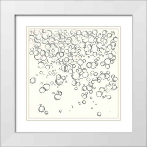 Bubbles I White Modern Wood Framed Art Print with Double Matting by Paschke, Chris