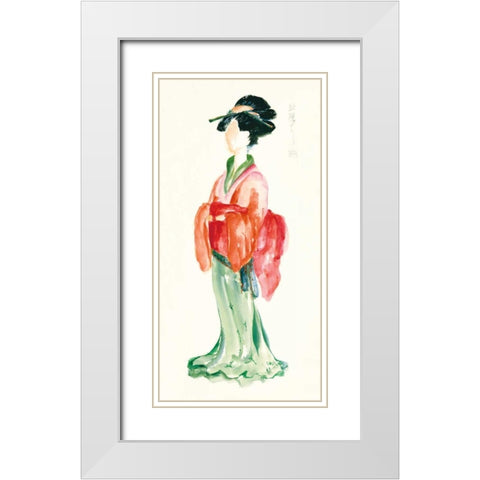 Geisha I Bright Crop White Modern Wood Framed Art Print with Double Matting by Paschke, Chris