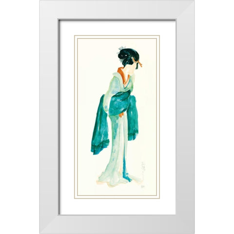 Geisha II Bright Crop White Modern Wood Framed Art Print with Double Matting by Paschke, Chris