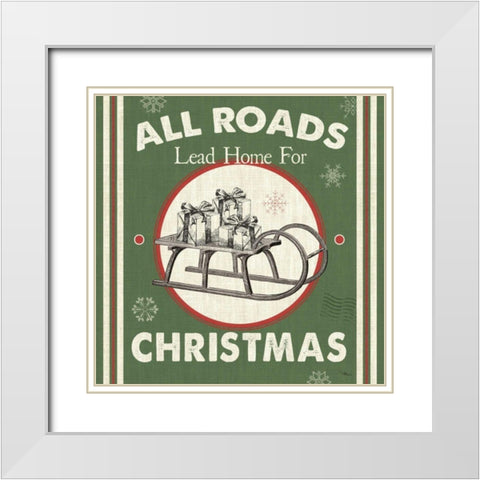 Farmhouse Holiday II Color White Modern Wood Framed Art Print with Double Matting by Pela Studio