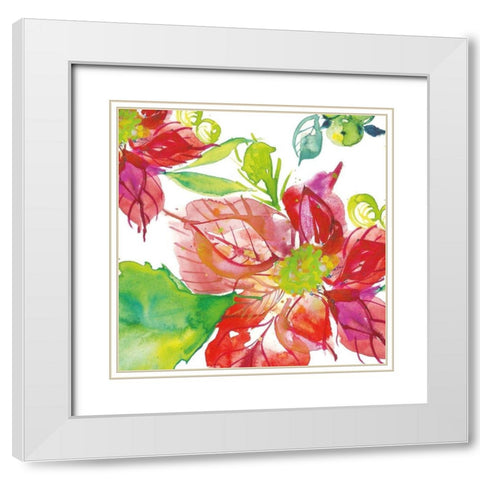 Poinsettia Pretty III White Modern Wood Framed Art Print with Double Matting by Rice, Kristy