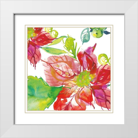 Poinsettia Pretty III White Modern Wood Framed Art Print with Double Matting by Rice, Kristy