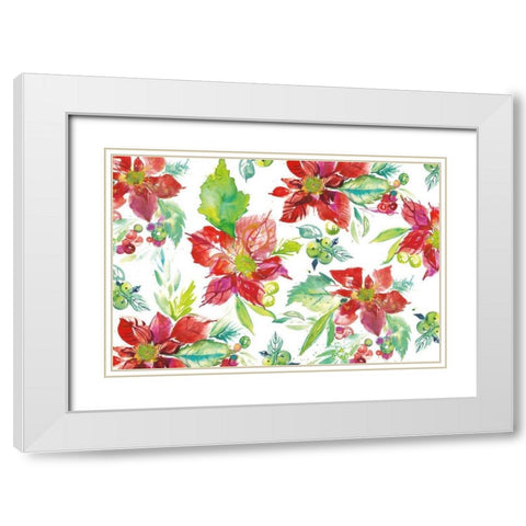 Poinsettia Pretty V White Modern Wood Framed Art Print with Double Matting by Rice, Kristy